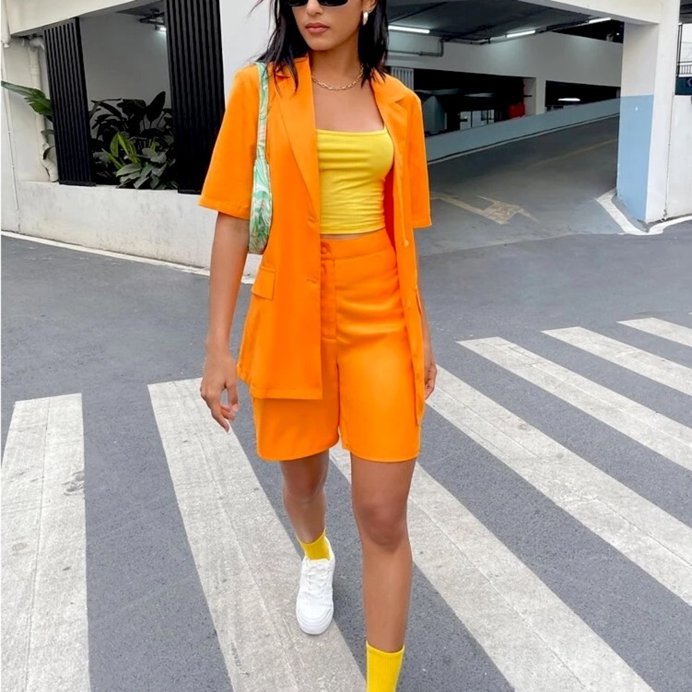 2 Piece Short Sleeve Blazer & Shorts